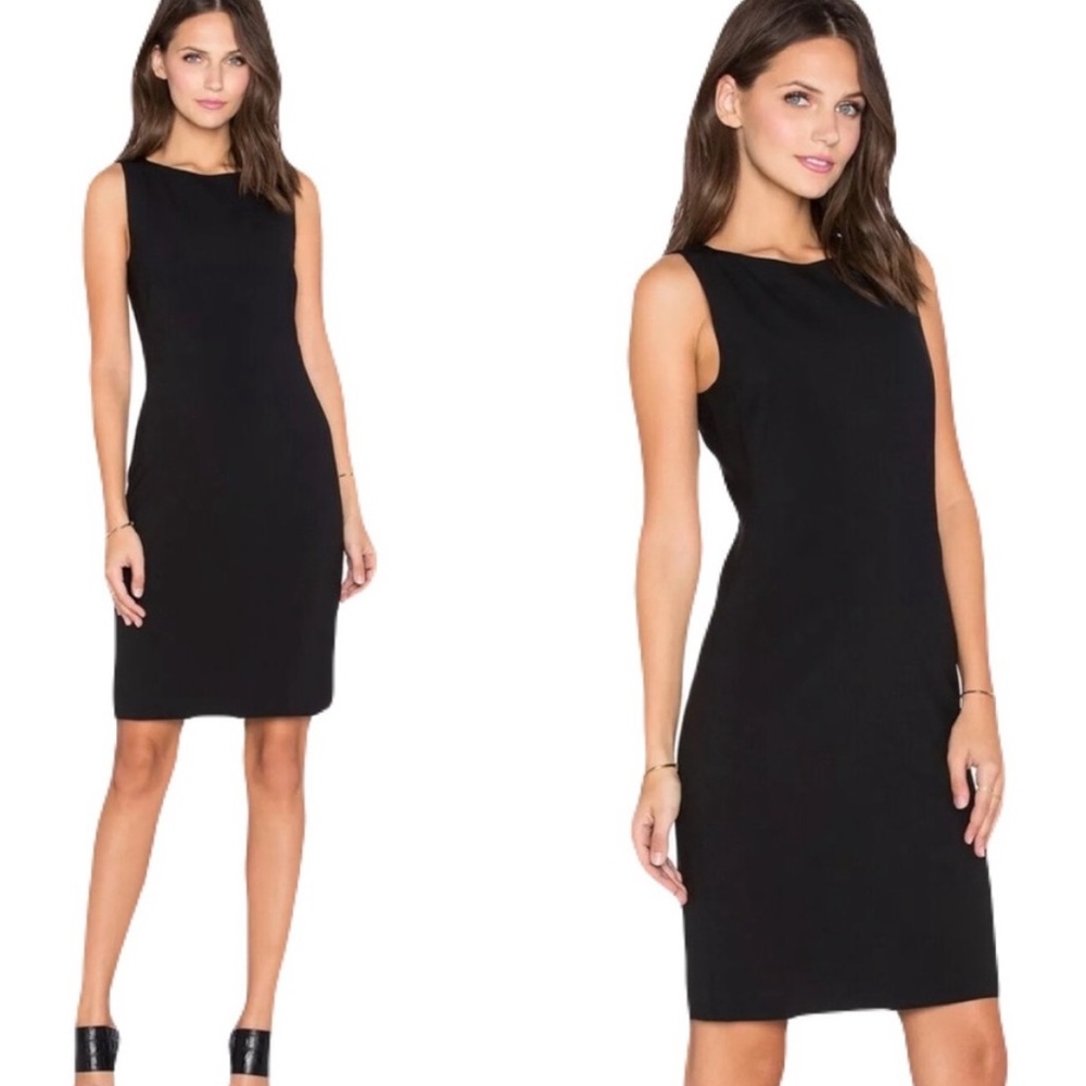 LN Theory Betty Black Wool Stretch Sleeveless Sheath Dress - 12